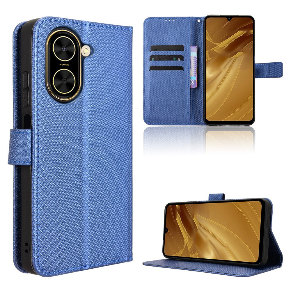 For Xiaomi Redmi A5 NFC (EU) (173.45mm) Leather Wallet Case with Strap Diamond Texture Phone Cover