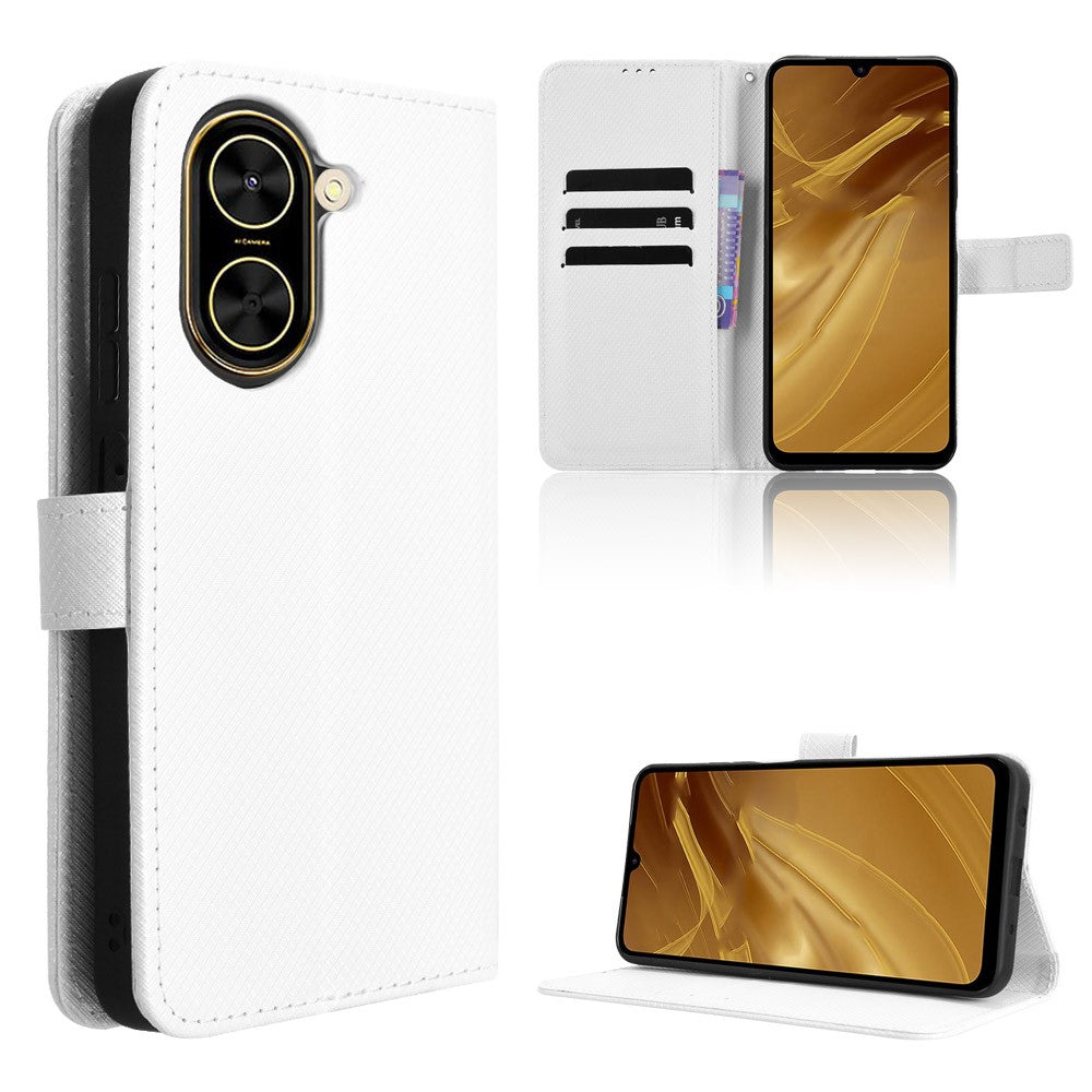 For Xiaomi Redmi A5 NFC (EU) (173.45mm) Leather Wallet Case with Strap Diamond Texture Phone Cover