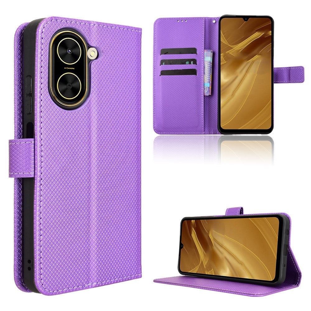 For Xiaomi Redmi A5 NFC (EU) (173.45mm) Leather Wallet Case with Strap Diamond Texture Phone Cover