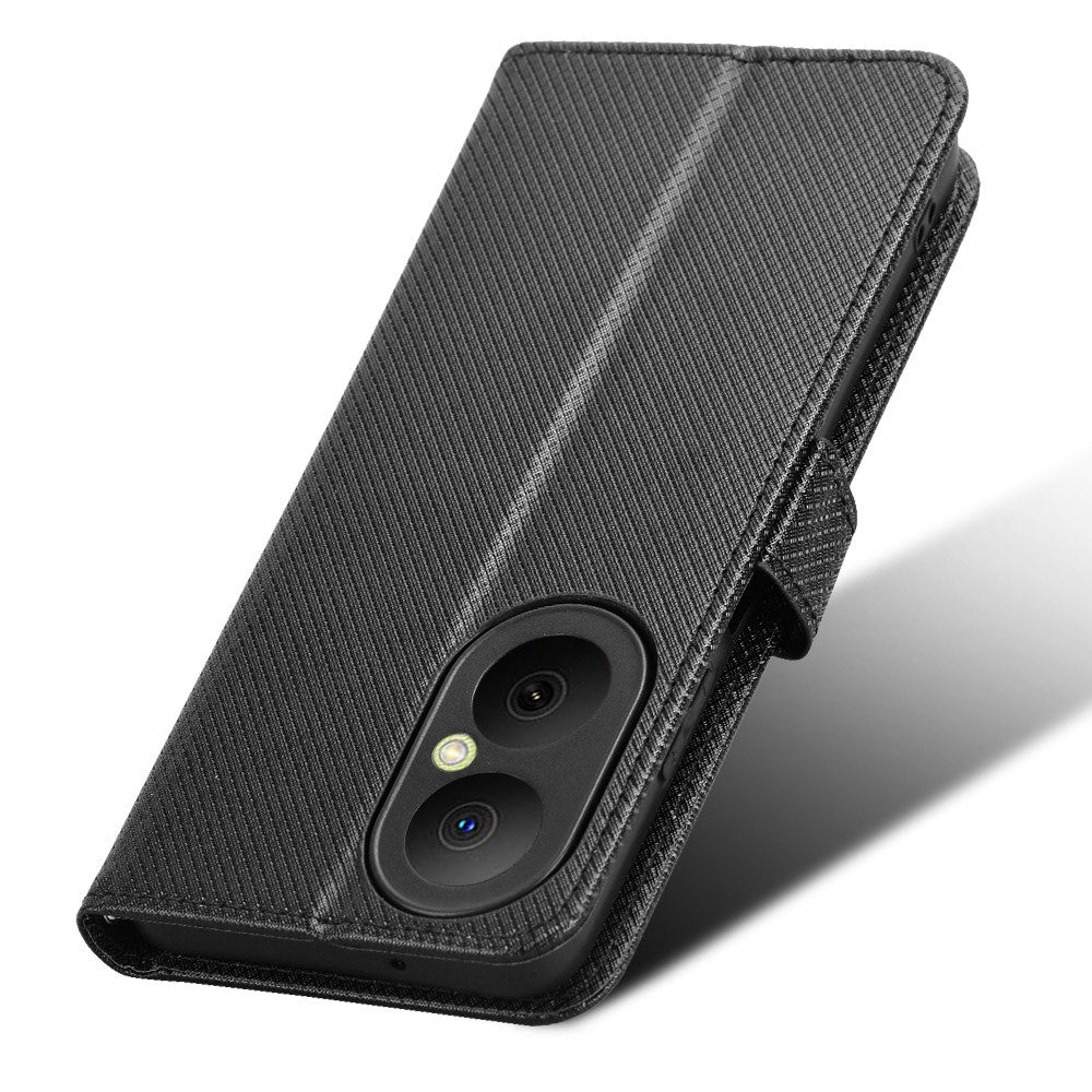 Huawei Enjoy 80 Läderplånboksfodral med Rem Diamantstruktur mobilfodral