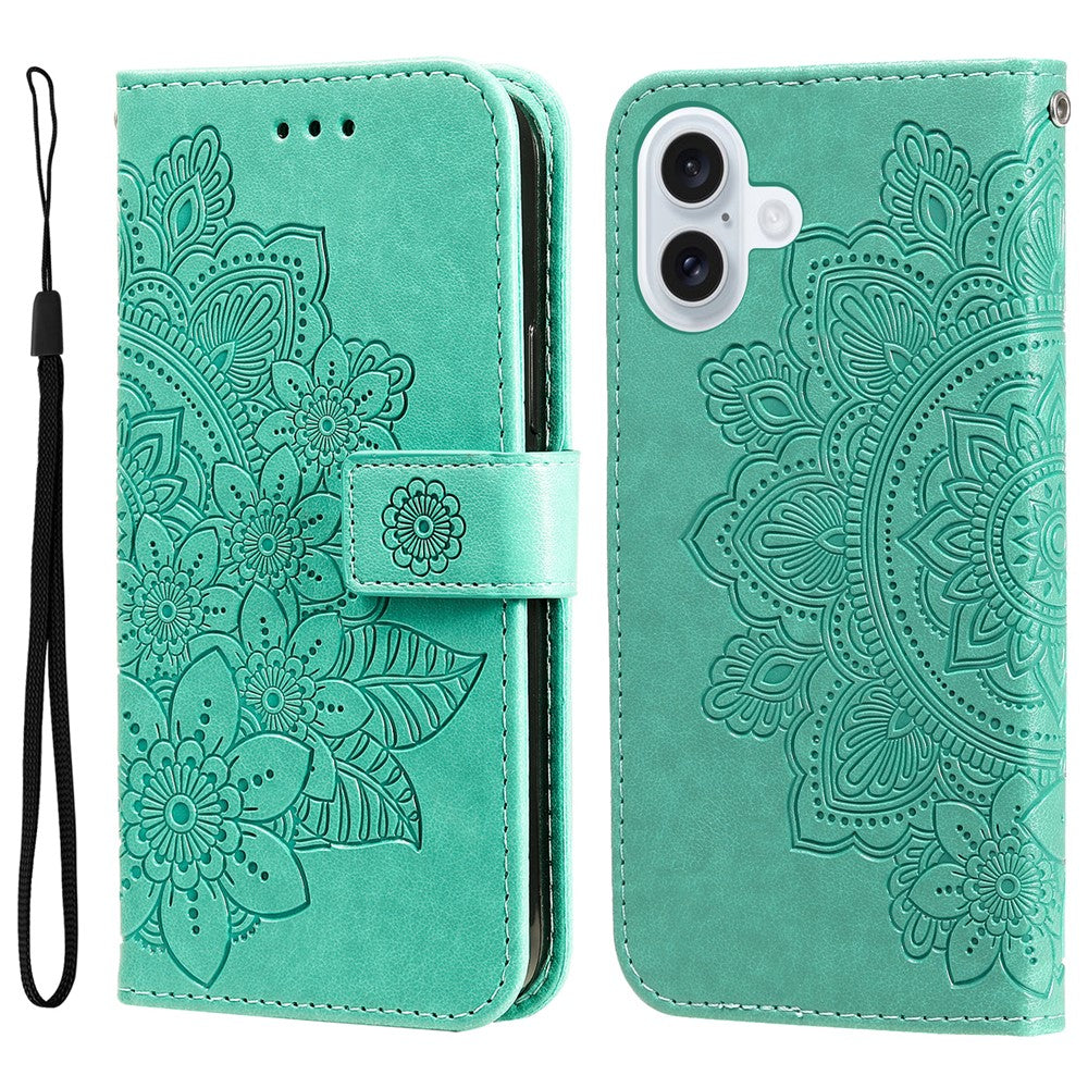 Til iPhone 17 Etui Blomstermønster PU Læder Pung Stativ Telefoncover