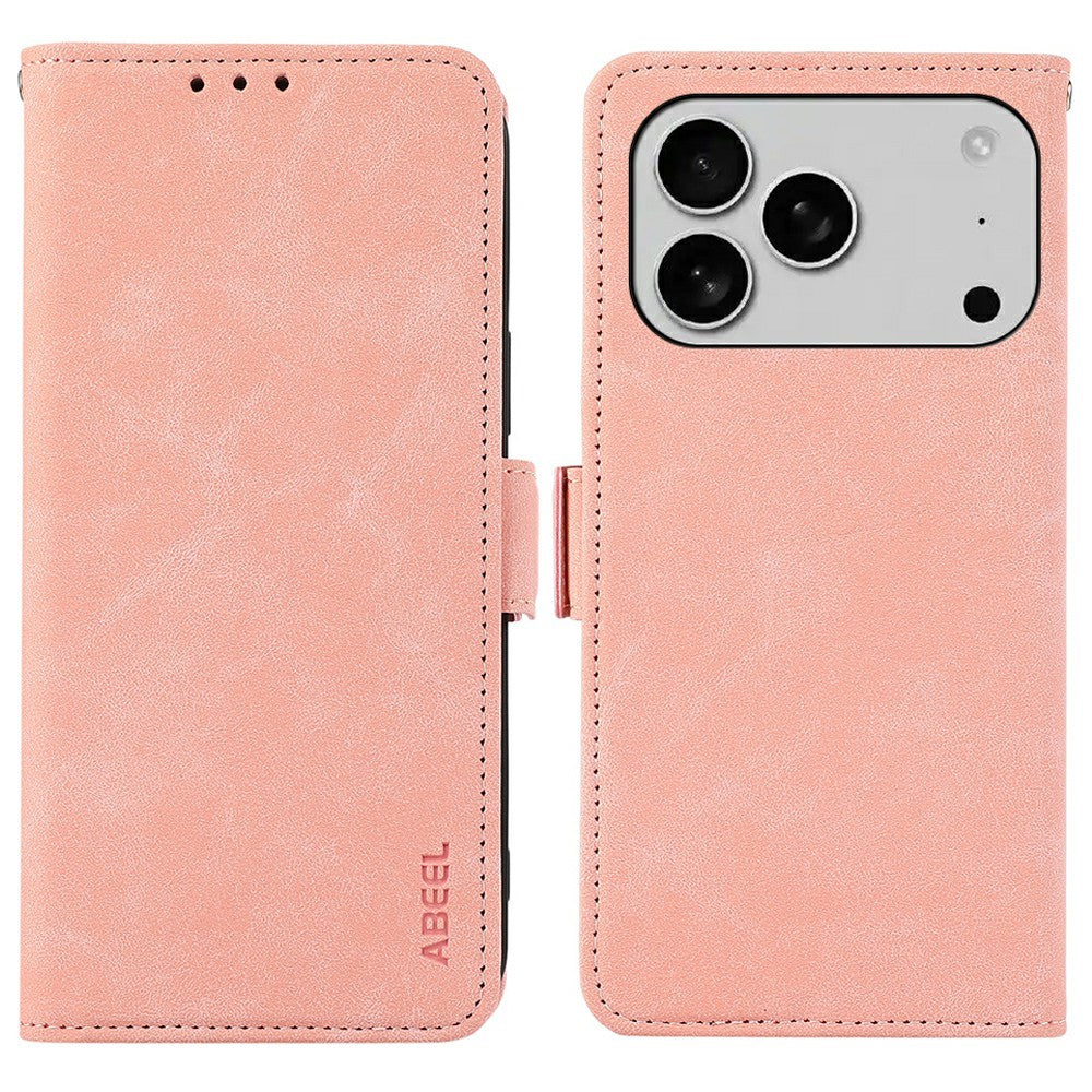 ABEEL Til iPhone 18 Pro Max / 17 Pro Max Cover PU Læder Folio Stativ Visning RFID Blokerende Telefoncover