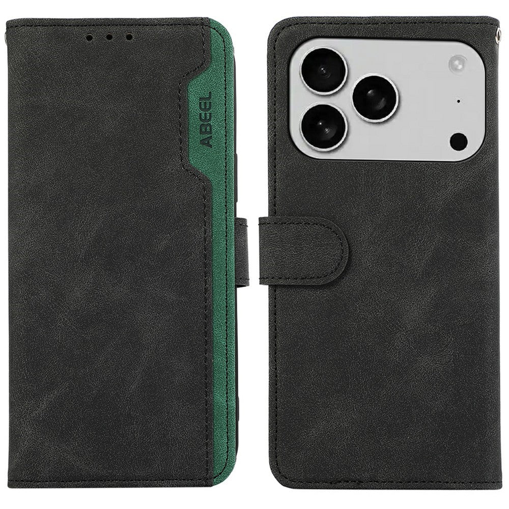 ABEEL For iPhone 18 Pro Max / 17 Pro Max Case Color Splicing Leather Flip Phone Cover RFID Blocking