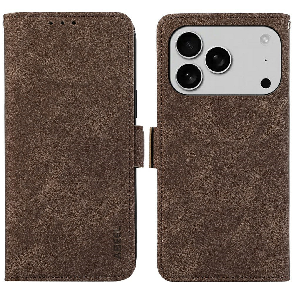 ABEEL For iPhone 18 Pro / 17 Pro Case PU Leather Folio Stand View RFID Blocking Phone Cover