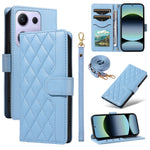For Xiaomi Redmi Note 14S 4G / Xiaomi Poco M6 Pro 4G / Xiaomi Redmi Note 13 Pro 4G Wallet Case Rhombus Leather Phone Cover with Strap