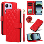 For Xiaomi Redmi Note 14S 4G / Xiaomi Poco M6 Pro 4G / Xiaomi Redmi Note 13 Pro 4G Wallet Case Rhombus Leather Phone Cover with Strap