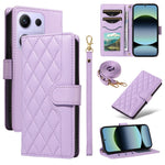 For Xiaomi Redmi Note 14S 4G / Xiaomi Poco M6 Pro 4G / Xiaomi Redmi Note 13 Pro 4G Wallet Case Rhombus Leather Phone Cover with Strap