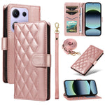 For Xiaomi Redmi Note 14S 4G / Xiaomi Poco M6 Pro 4G / Xiaomi Redmi Note 13 Pro 4G Wallet Case Rhombus Leather Phone Cover with Strap