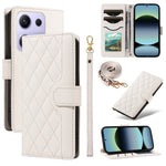 For Xiaomi Redmi Note 14S 4G / Xiaomi Poco M6 Pro 4G / Xiaomi Redmi Note 13 Pro 4G Wallet Case Rhombus Leather Phone Cover with Strap