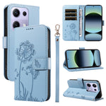 For Xiaomi Poco M6 Pro 4G / Xiaomi Redmi Note 14S 4G / Xiaomi Redmi Note 13 Pro 4G Leather Wallet Case with Strap Dandelion Imprint Phone Stand Cover