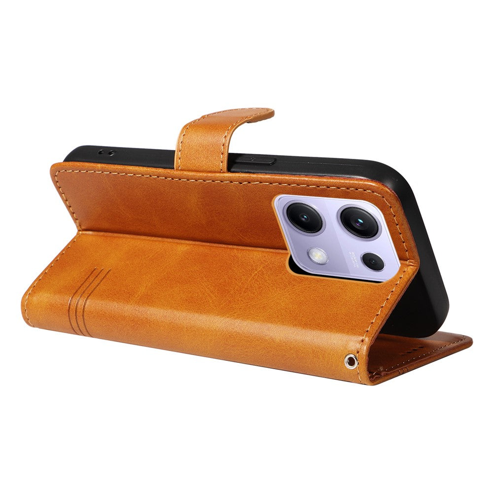 For Xiaomi Redmi Note 14S 4G / Xiaomi Poco M6 Pro 4G / Xiaomi Redmi Note 13 Pro 4G Wallet Case T-Shape Lines Leather Phone Cover Stand