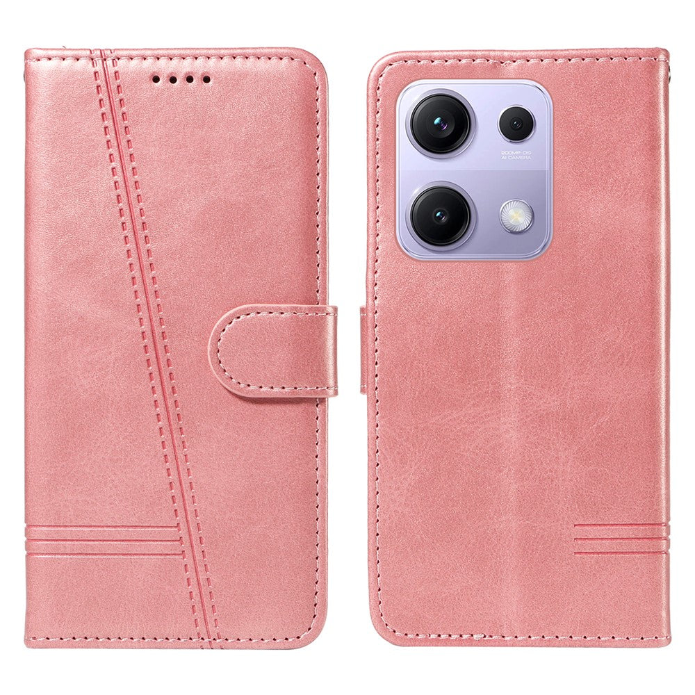 For Xiaomi Redmi Note 14S 4G / Xiaomi Poco M6 Pro 4G / Xiaomi Redmi Note 13 Pro 4G Wallet Case T-Shape Lines Leather Phone Cover Stand