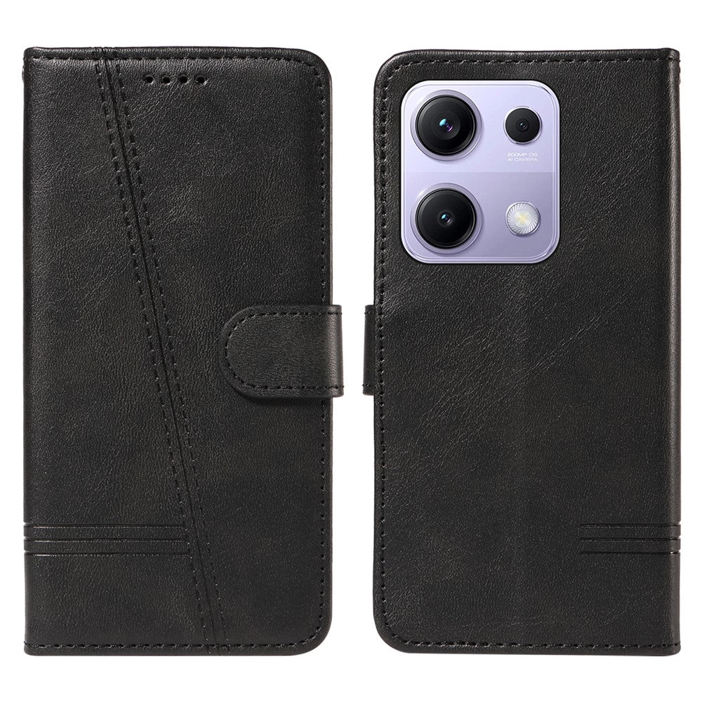 For Xiaomi Redmi Note 14S 4G / Xiaomi Poco M6 Pro 4G / Xiaomi Redmi Note 13 Pro 4G Wallet Case T-Shape Lines Leather Phone Cover Stand