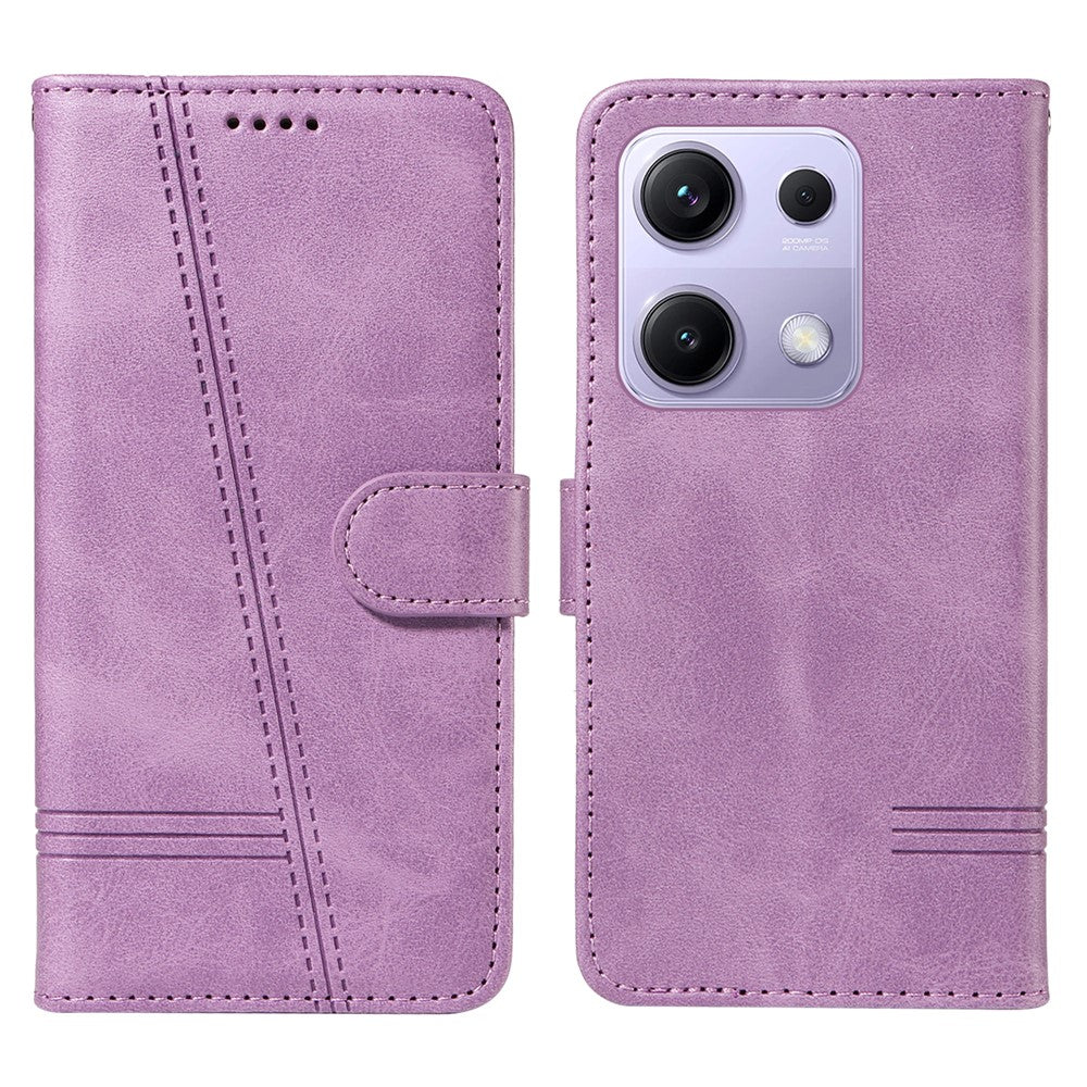 For Xiaomi Redmi Note 14S 4G / Xiaomi Poco M6 Pro 4G / Xiaomi Redmi Note 13 Pro 4G Wallet Case T-Shape Lines Leather Phone Cover Stand