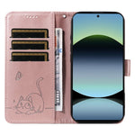For Xiaomi Poco M6 Pro 4G / Xiaomi Redmi Note 14S 4G / Xiaomi Redmi Note 13 Pro 4G Case Cat Pattern Imprint Leather Phone Cover with Wrist Strap