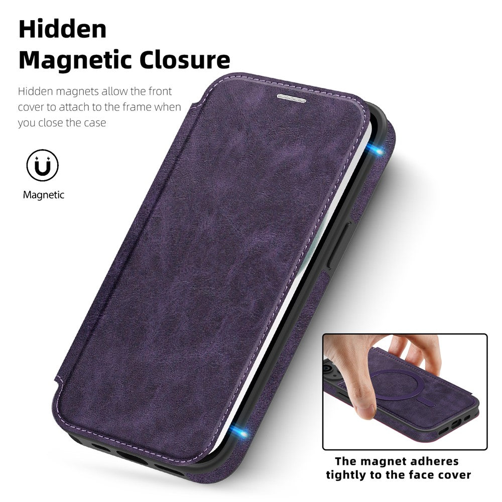 For iPhone 15 Case Compatible with MagSafe RFID Blocking Card Holder Leather Phone Cover