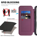 For iPhone 15 Case Compatible with MagSafe RFID Blocking Card Holder Leather Phone Cover