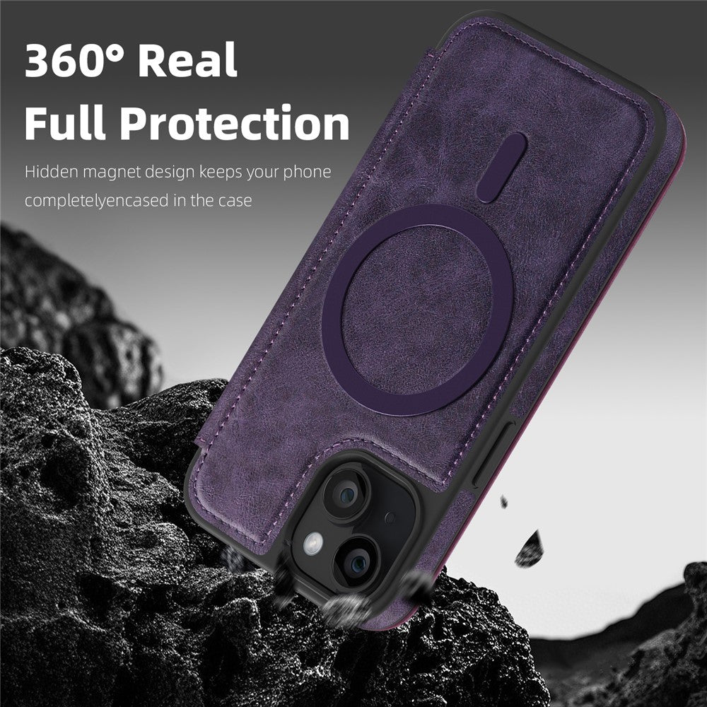 For iPhone 15 Case Compatible with MagSafe RFID Blocking Card Holder Leather Phone Cover