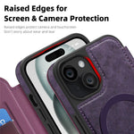 For iPhone 15 Case Compatible with MagSafe RFID Blocking Card Holder Leather Phone Cover