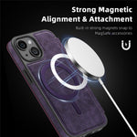 For iPhone 15 Case Compatible with MagSafe RFID Blocking Card Holder Leather Phone Cover