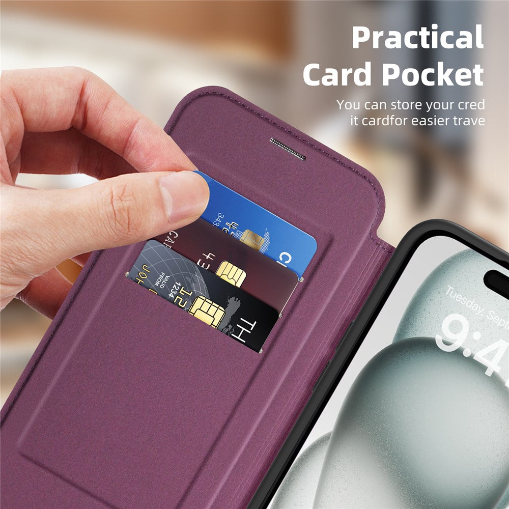 For iPhone 15 Case Compatible with MagSafe RFID Blocking Card Holder Leather Phone Cover