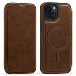 For iPhone 15 Case Compatible with MagSafe RFID Blocking Card Holder Leather Phone Cover