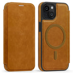For iPhone 15 Case Compatible with MagSafe RFID Blocking Card Holder Leather Phone Cover
