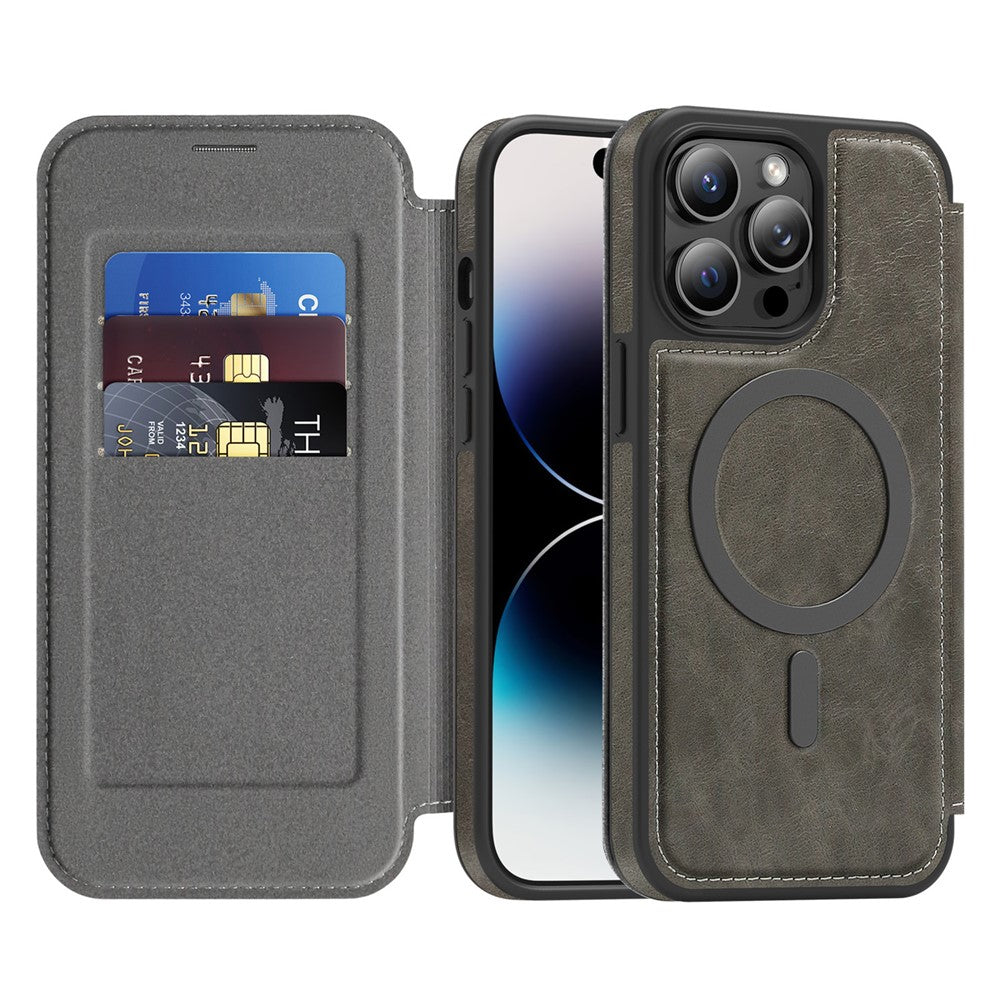 For iPhone 14 Pro Max Case Compatible with MagSafe RFID Blocking Card Holder Leather Phone Cover