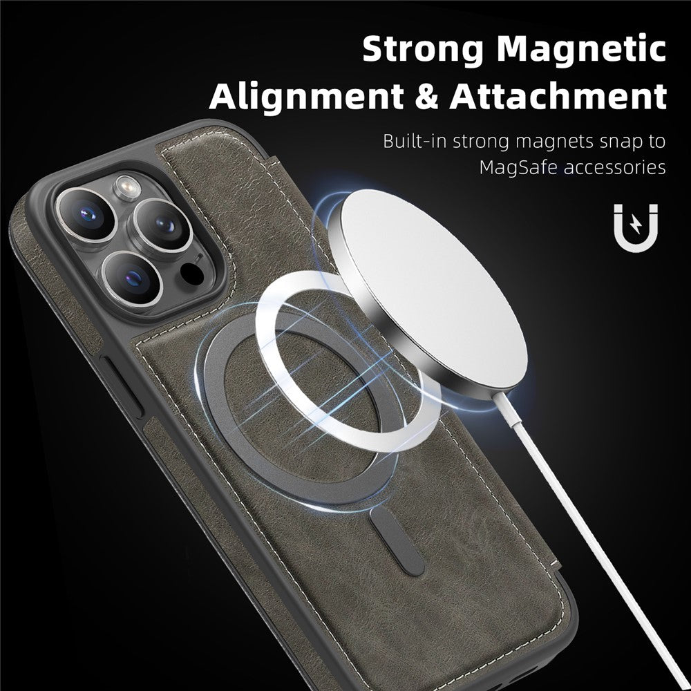 For iPhone 14 Pro Max Case Compatible with MagSafe RFID Blocking Card Holder Leather Phone Cover