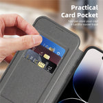 For iPhone 14 Pro Max Case Compatible with MagSafe RFID Blocking Card Holder Leather Phone Cover