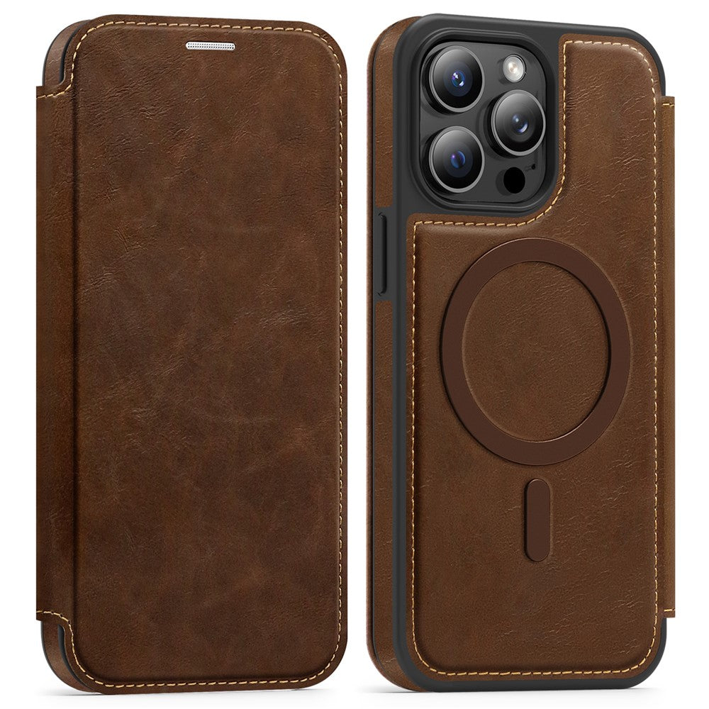 For iPhone 14 Pro Max Case Compatible with MagSafe RFID Blocking Card Holder Leather Phone Cover