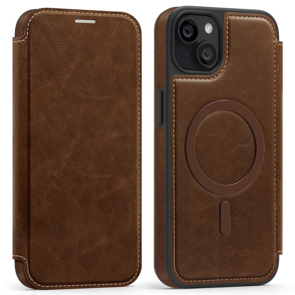 For iPhone 14 Plus Case Compatible with MagSafe RFID Blocking Card Holder Leather Phone Cover