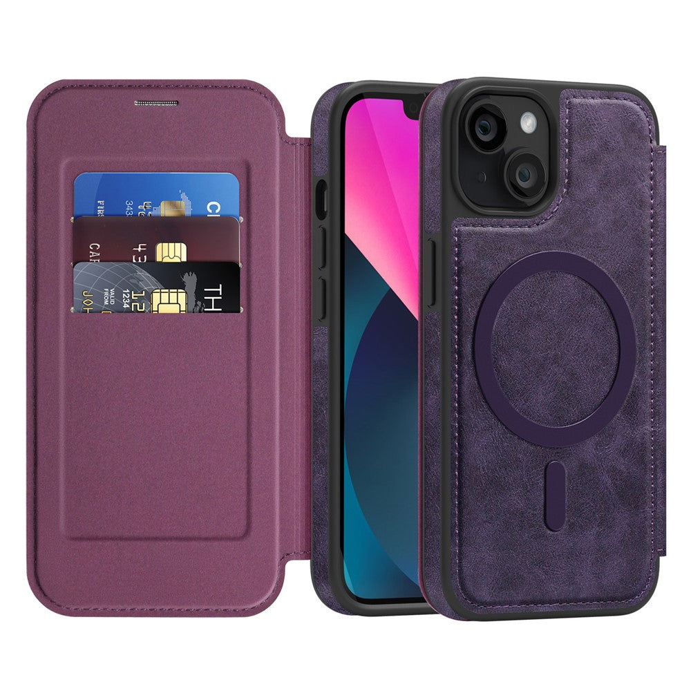 Til iPhone 13 Cover, kompatibel med MagSafe RFID-blokerende kortholder, læder telefoncover