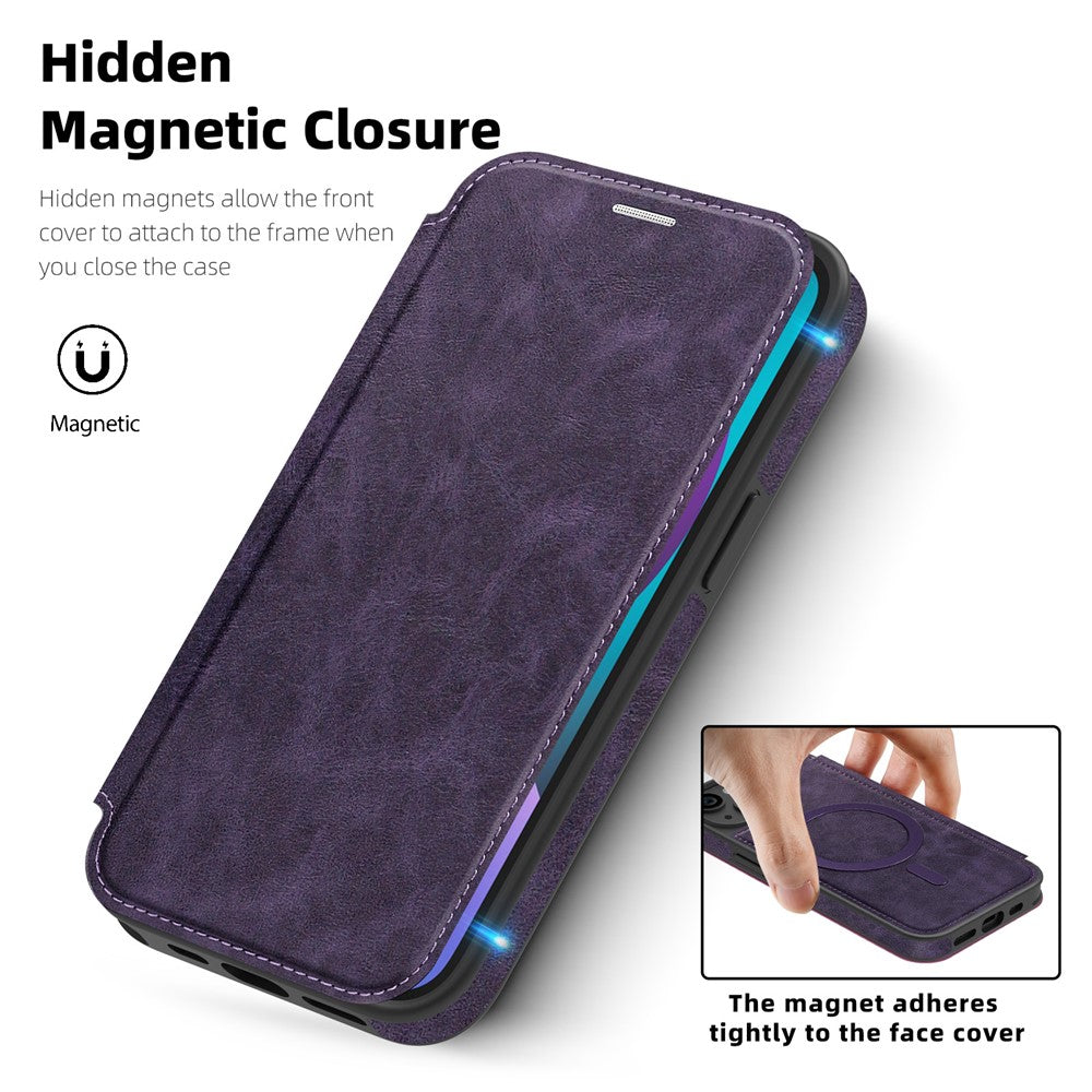 Til iPhone 13 Cover, kompatibel med MagSafe RFID-blokerende kortholder, læder telefoncover