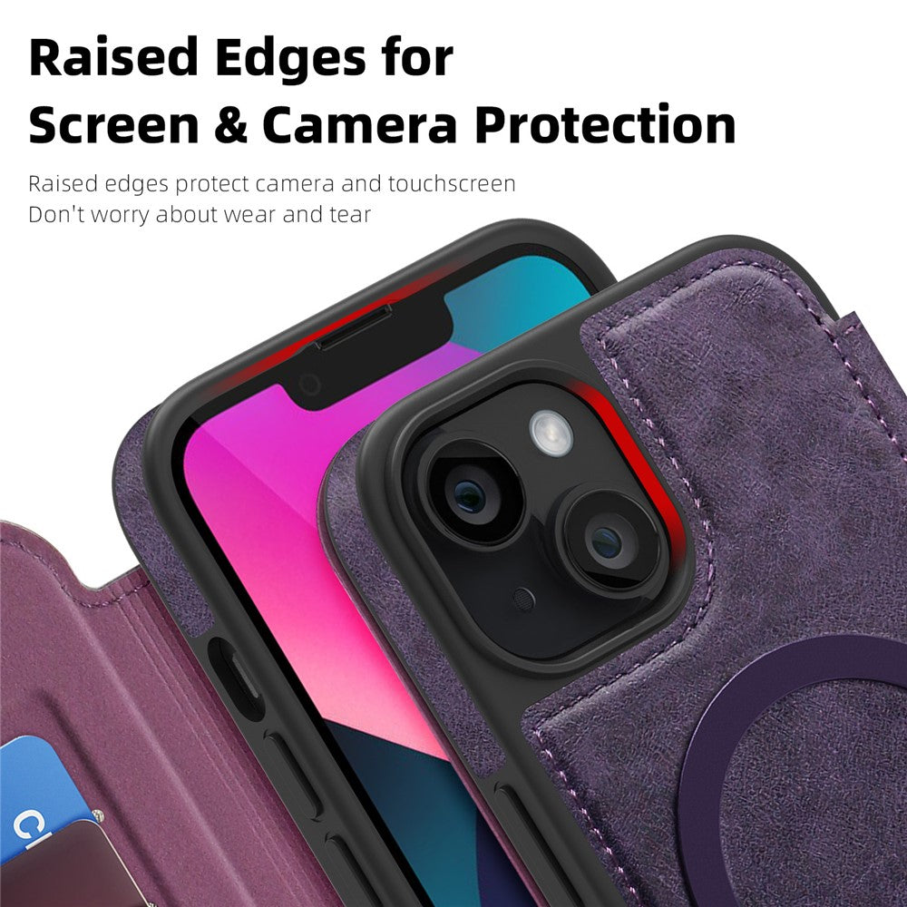 Til iPhone 13 Cover, kompatibel med MagSafe RFID-blokerende kortholder, læder telefoncover