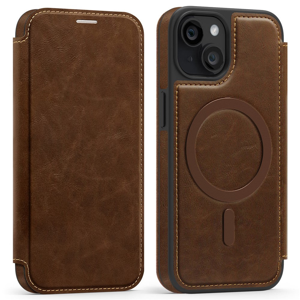 Til iPhone 13 Cover, kompatibel med MagSafe RFID-blokerende kortholder, læder telefoncover