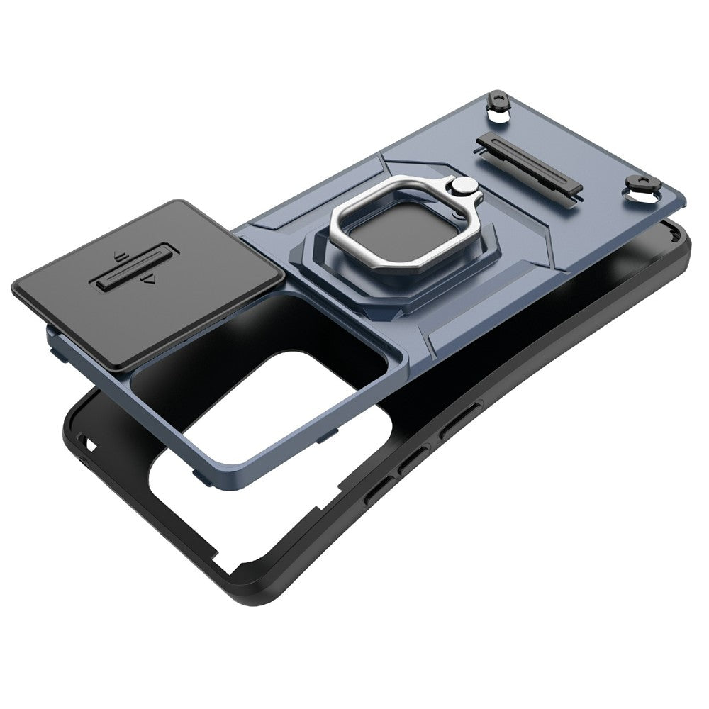 For Xiaomi Redmi Note 14S 4G Case PC + TPU Kickstand Phone Protector with Lens Cover