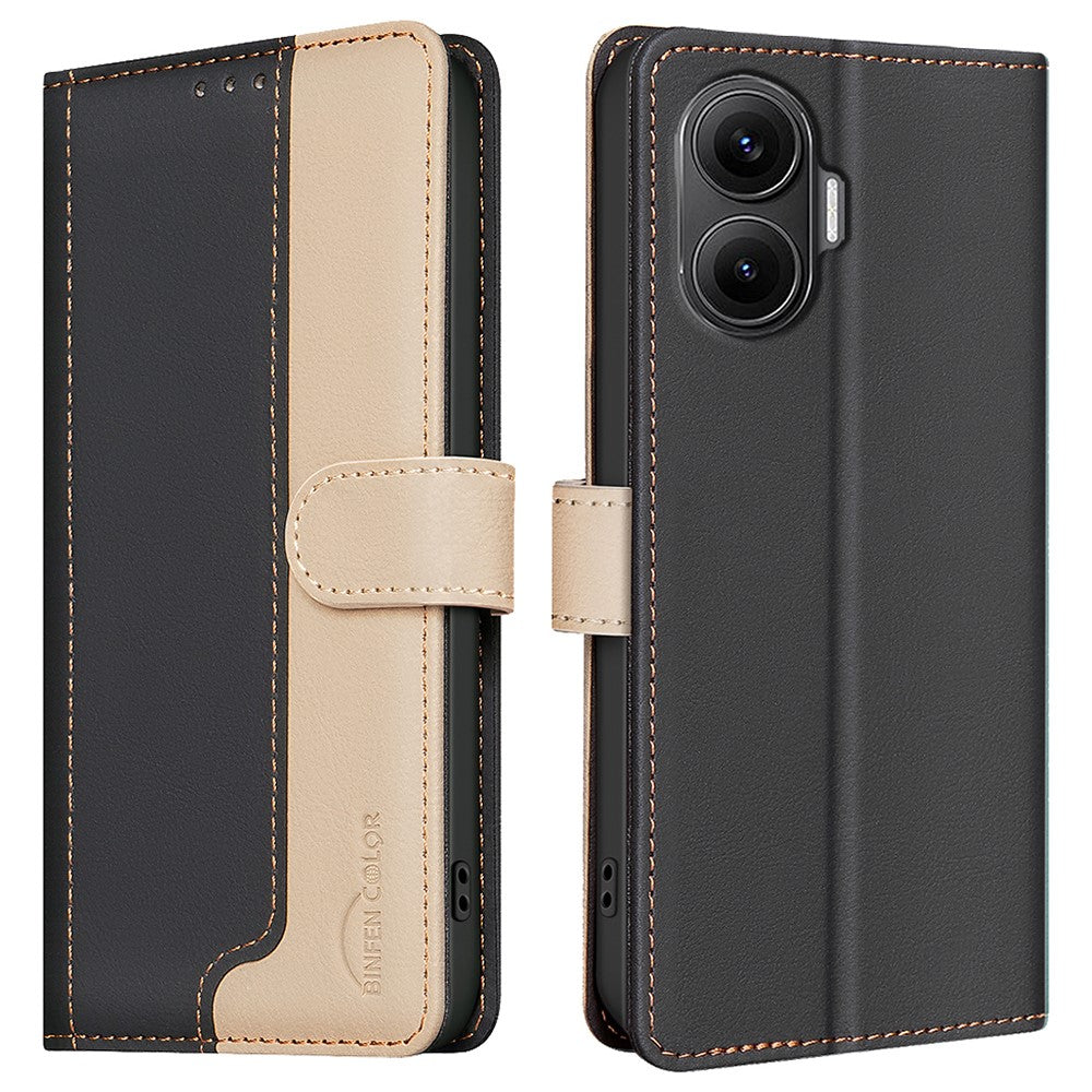BINFEN COLOR BF33 For Xiaomi Poco F7 5G / Redmi Turbo 4 Pro 5G Leather Case Splicing Color RFID Blocking Wallet Stand Phone Cover