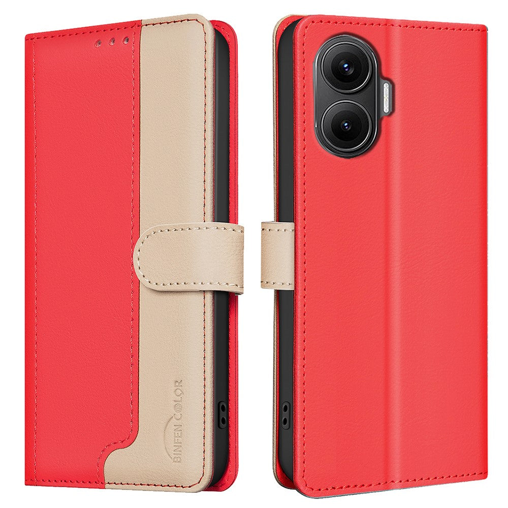 BINFEN COLOR BF33 For Xiaomi Poco F7 5G / Redmi Turbo 4 Pro 5G Leather Case Splicing Color RFID Blocking Wallet Stand Phone Cover