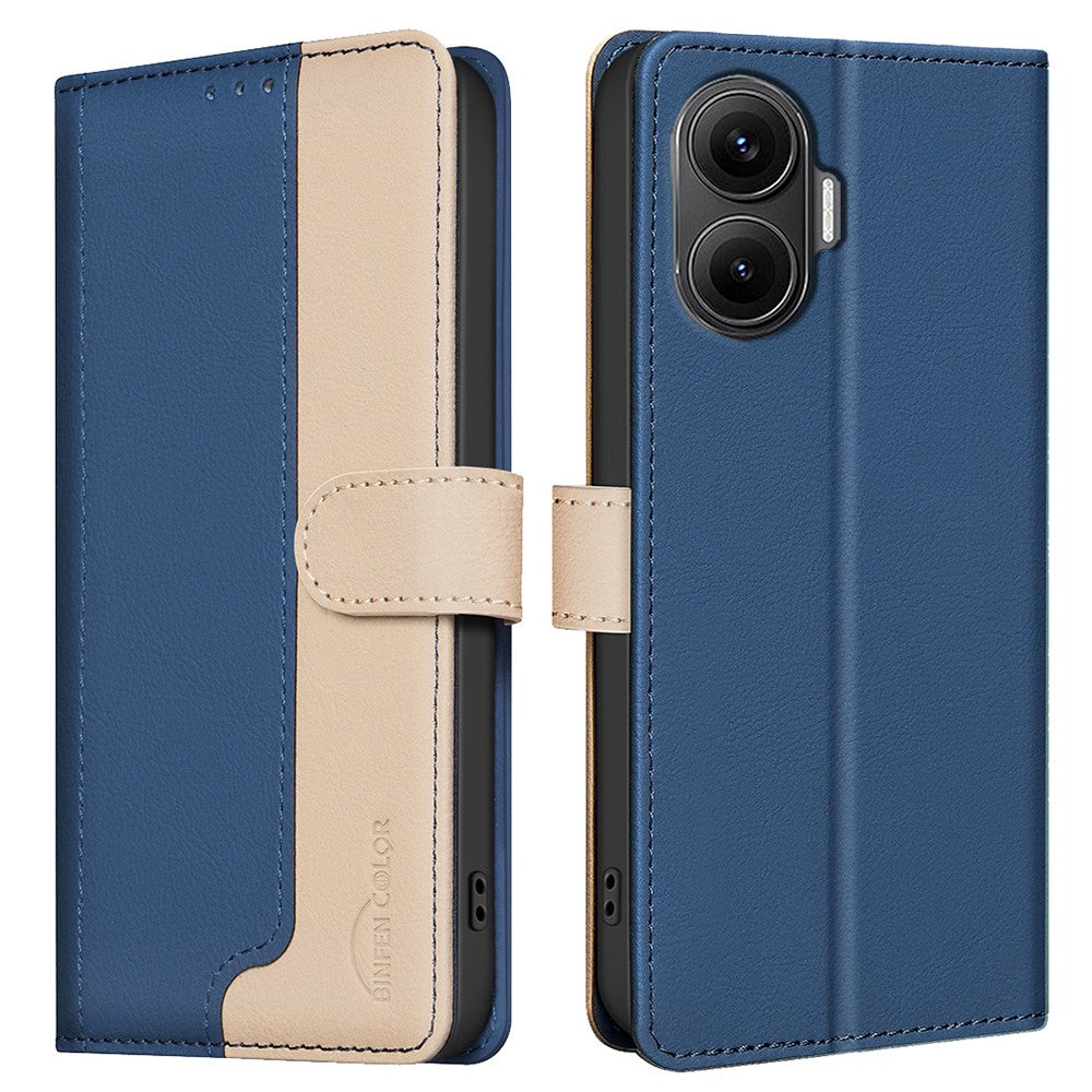 BINFEN COLOR BF33 For Xiaomi Poco F7 5G / Redmi Turbo 4 Pro 5G Leather Case Splicing Color RFID Blocking Wallet Stand Phone Cover
