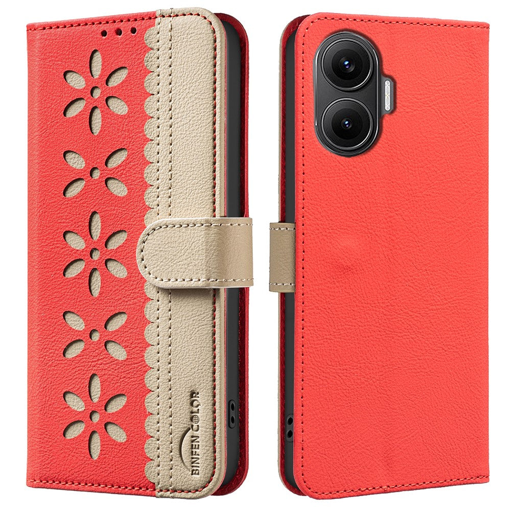 For Xiaomi Poco F7 5G  /  Redmi Turbo 4 Pro 5G Leather Case BINFEN COLOR BF36 Floral Pattern Phone Cover RFID Blocking Wallet Stand
