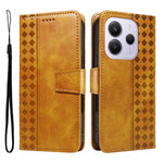 For Xiaomi Redmi Note 14 4G (164.84mm) Leather Case Wallet Stand Grids Imprinted Phone Cover with Strap