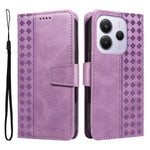 For Xiaomi Redmi Note 14 4G (164.84mm) Leather Case Wallet Stand Grids Imprinted Phone Cover with Strap