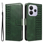 For Xiaomi Redmi Note 14 4G (164.84mm) Leather Case Wallet Stand Grids Imprinted Phone Cover with Strap