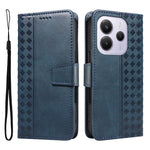 For Xiaomi Redmi Note 14 4G (164.84mm) Leather Case Wallet Stand Grids Imprinted Phone Cover with Strap