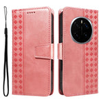 For Honor Magic7 Pro 5G Leather Case Wallet Stand Grids Imprinted Phone Cover with Strap