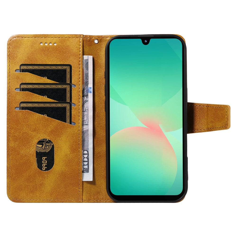 Samsung Galaxy A18 5G / A18 4G A17 5G / A17 4G / A26 5G / A16 5G / A16 4G Läderfodral Plånboksfodral med stativ, rutmönster och rem