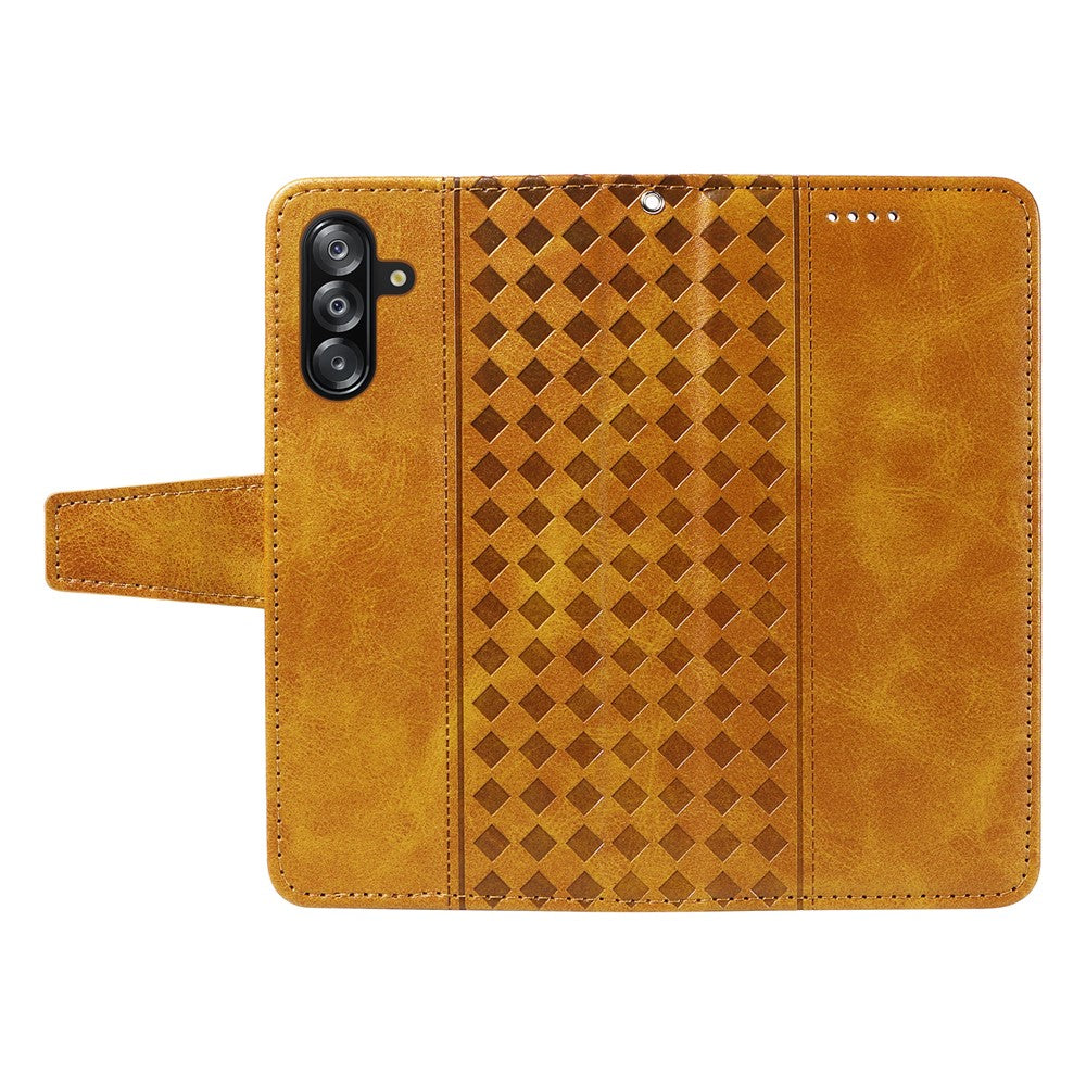 Samsung Galaxy A18 5G / A18 4G A17 5G / A17 4G / A26 5G / A16 5G / A16 4G-cover i læder, pungcover med stativ, ternet mønster og rem
