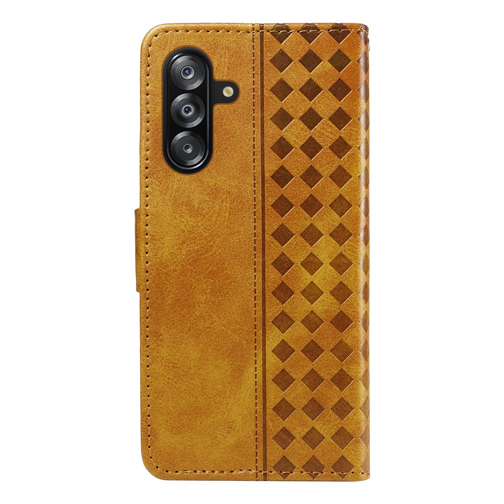 Samsung Galaxy A18 5G / A18 4G A17 5G / A17 4G / A26 5G / A16 5G / A16 4G-cover i læder, pungcover med stativ, ternet mønster og rem