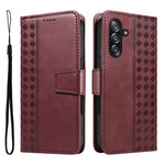 Samsung Galaxy A18 5G / A18 4G A17 5G / A17 4G / A26 5G / A16 5G / A16 4G-cover i læder, pungcover med stativ, ternet mønster og rem